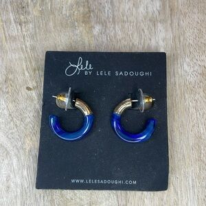 NWT Lele Sadoughi Nordstorm Gold Navy Hoops